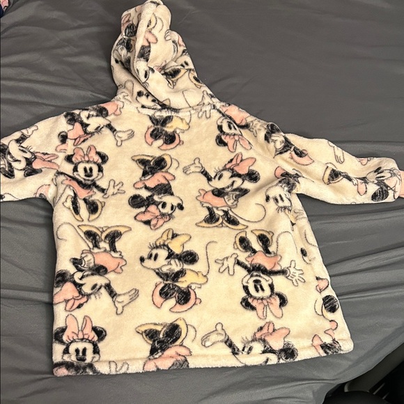 Disney Minnie Mouse Toddler Girl Oversized Fleece Hoodie - Pink and Cream - Picture 2 of 6
